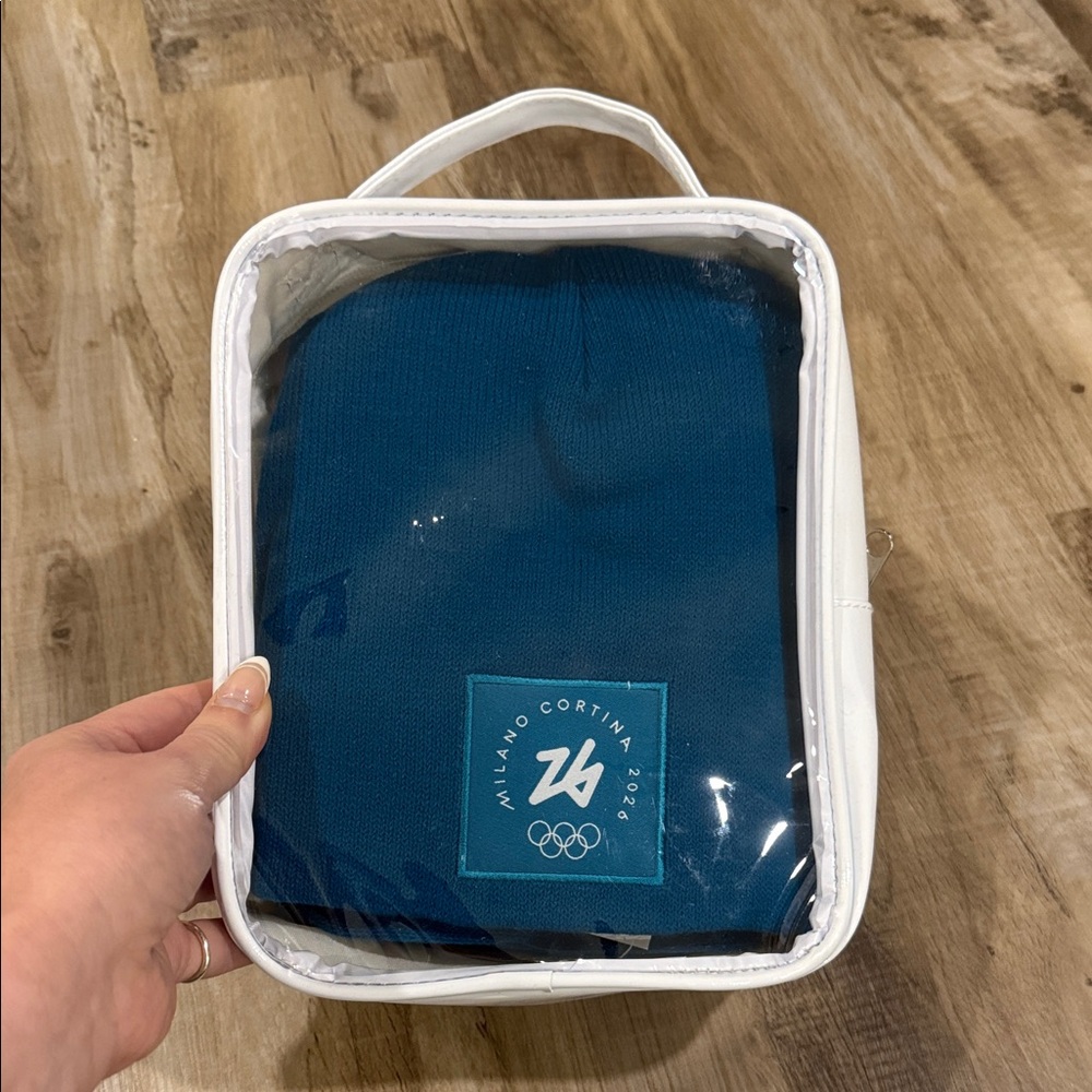 Milano Cortina 2026 Teal Beanie and scarf with Olympic Logo